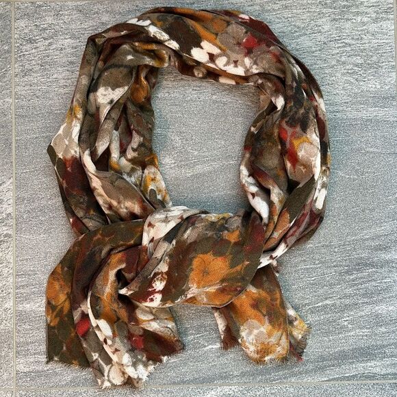 NWOT Scarf Shawl Wrap Blanket Abstract Polka Dots Warm Autumn Neutral 74" x 29" - Picture 2 of 15